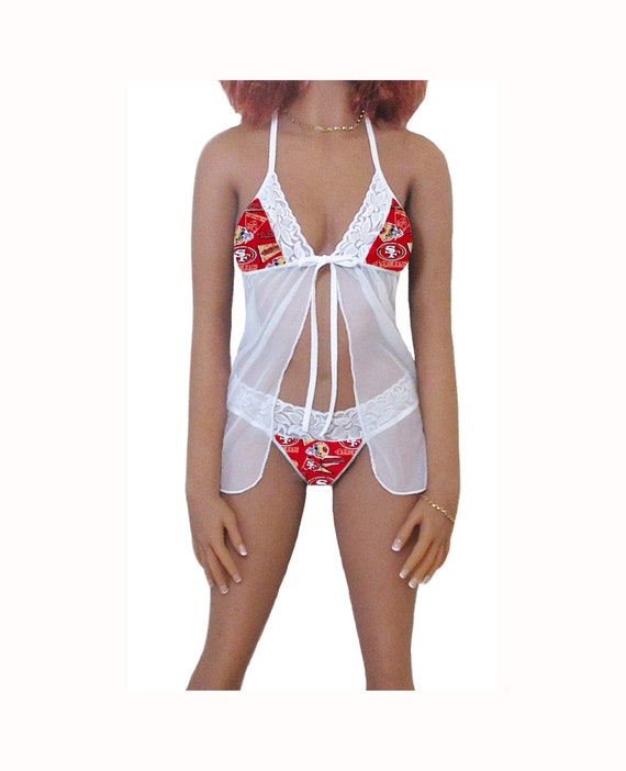 49ers Lingerie Tie-top & String or Thong Panty, San Francisco 49ers White  Lace Lingerie Set, Made to Order, XS L -  Sweden