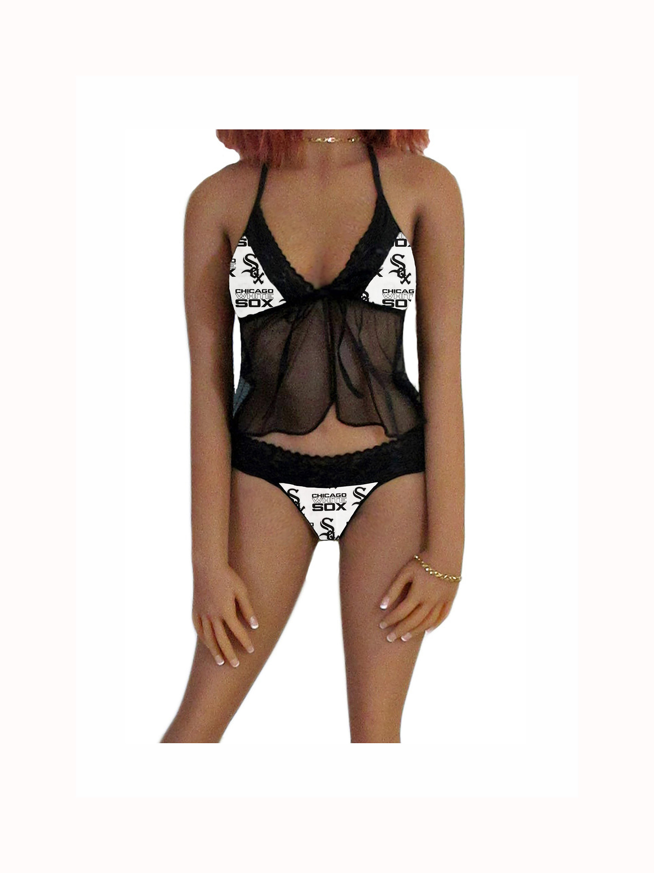 Chicago White Sox Lingerie Cami Top and String Panty Set, X-small