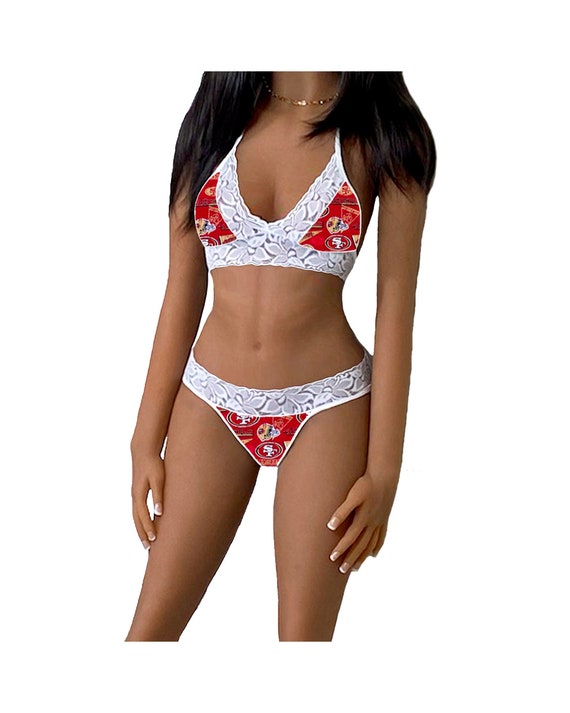 49ers Lingerie Tie-top & String or Thong Panty, San Francisco 49ers White  Lace Lingerie Set, Made to Order, XS L -  Sweden