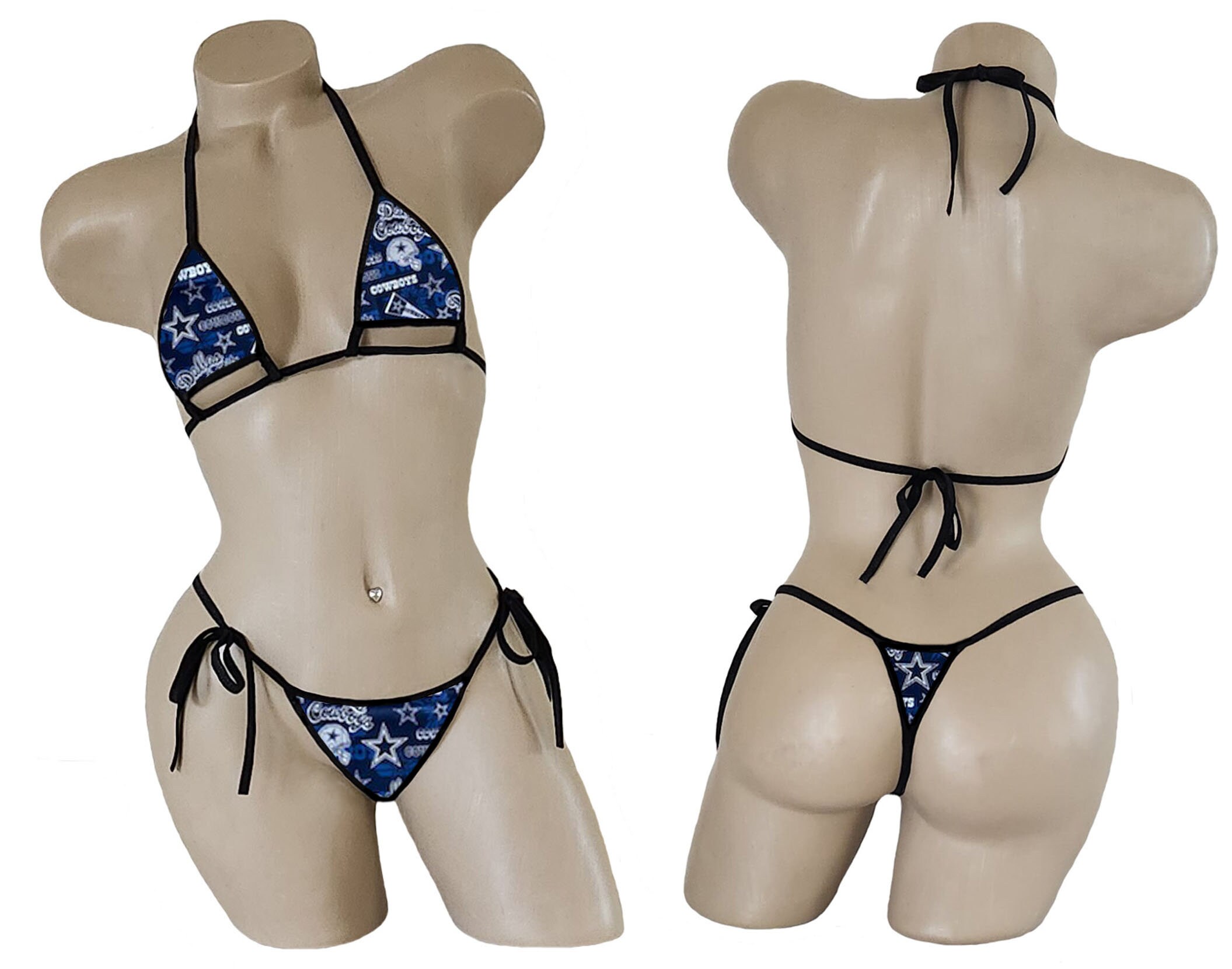 Dallas Cowboys Lace Babydoll Lingerie Set W/ G-String – Navy, Custom Sizing – JDCreations LLC