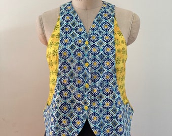 AAPL Collections: Made in USA. Pattern on Pattern  Sleeveless Cotton Blouse