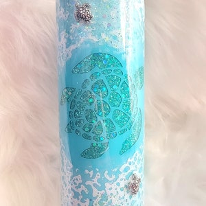 Sea Turtle 3D Glitter Epoxy Tumbler, 20oz personalized tumbler