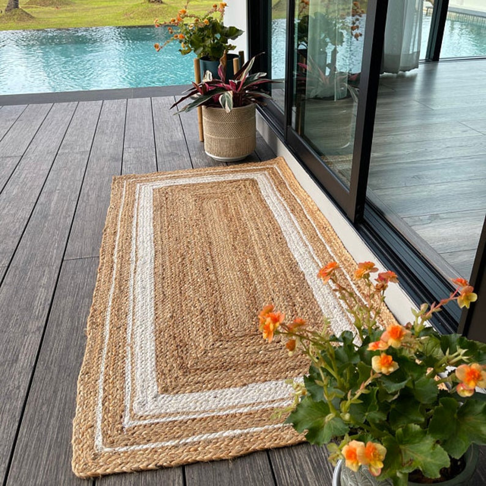 Area braided rug Natural Jute Runner Floor Runner Jute Runner Etsy