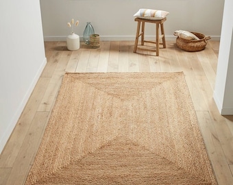 Handmade Jute Braided Area Rug, Natural Fiber, Bohemian Style