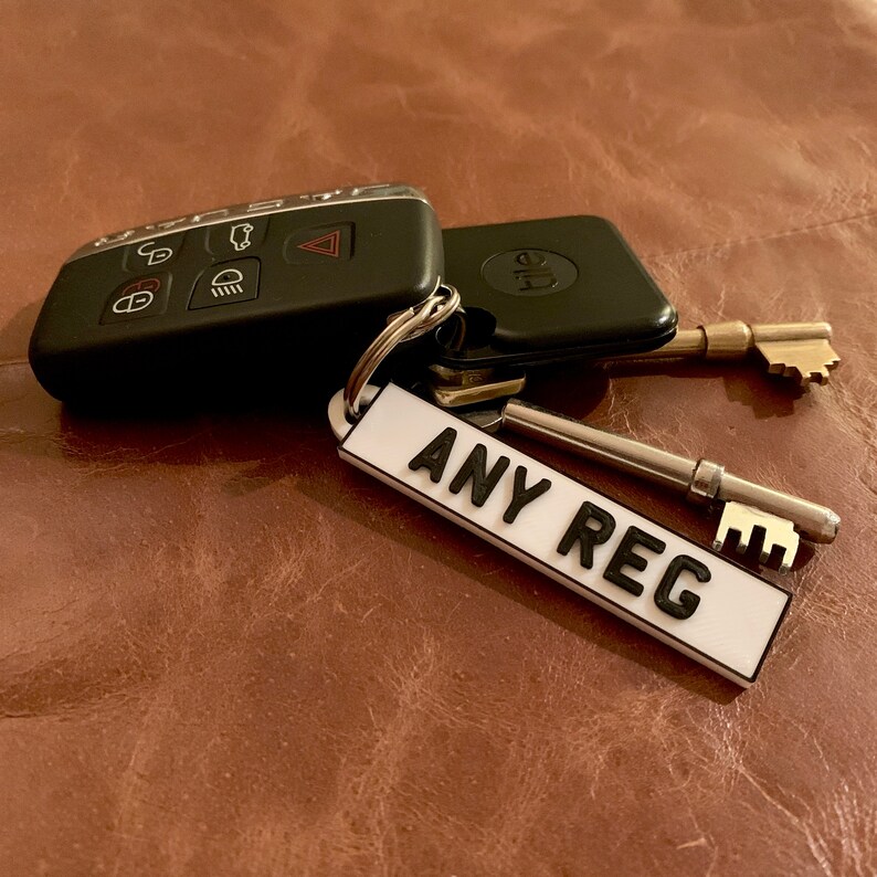 Personalised Car Reg 3D Printed Keyring White/black Etsy UK