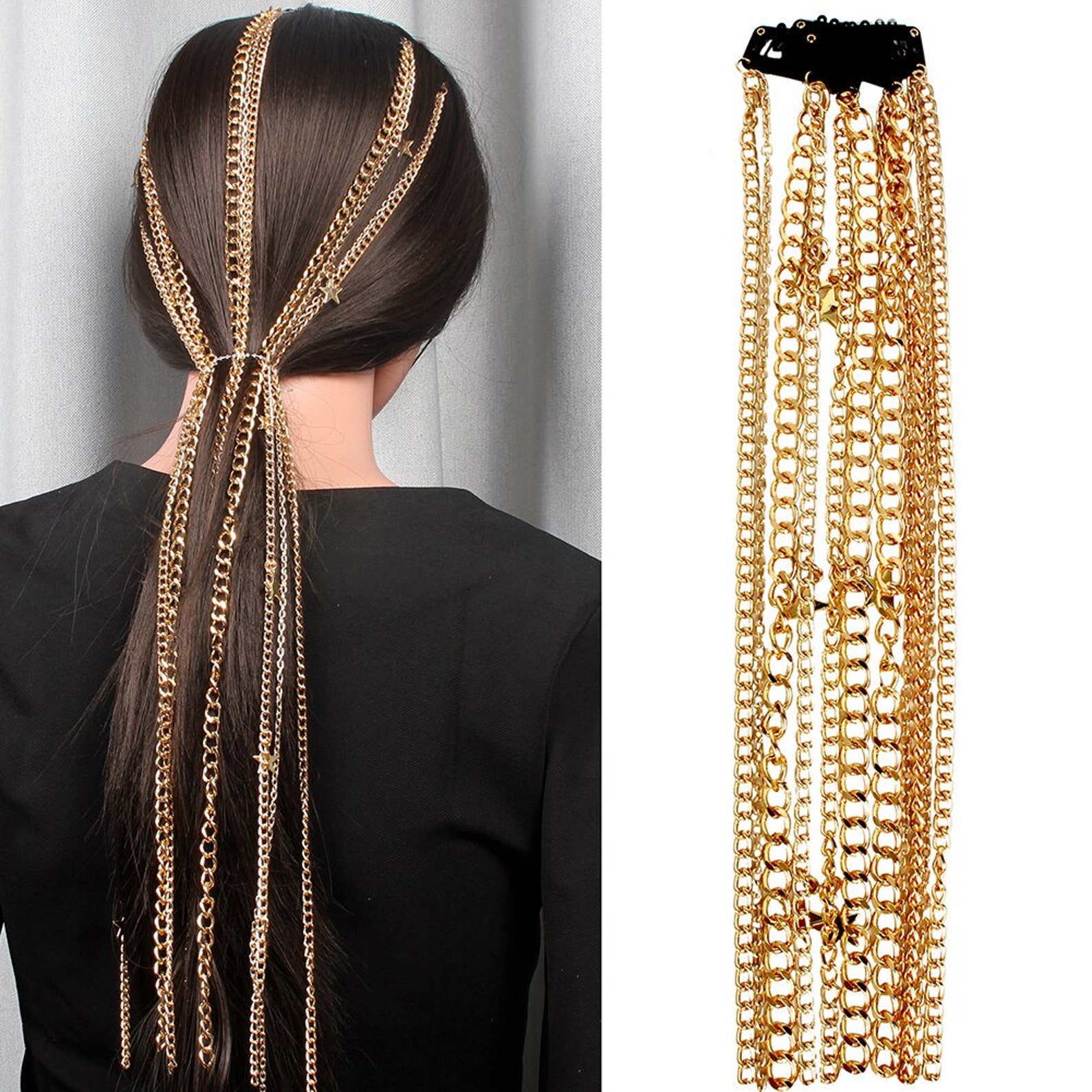 Bridal Hair Accessories Tassel Hair Chain Long Women Hair Clip Etsy