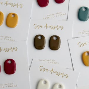 Rectangular Polymer Clay Charms, Interchangeable Hoop Earring Dangles, Handmade Clay Add-On Charms for Gold or Silver Hoops