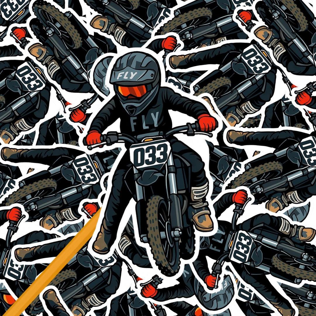 Motocross Rider Waterproof Sticker – Durable Custom Dirt Bike Decal ...