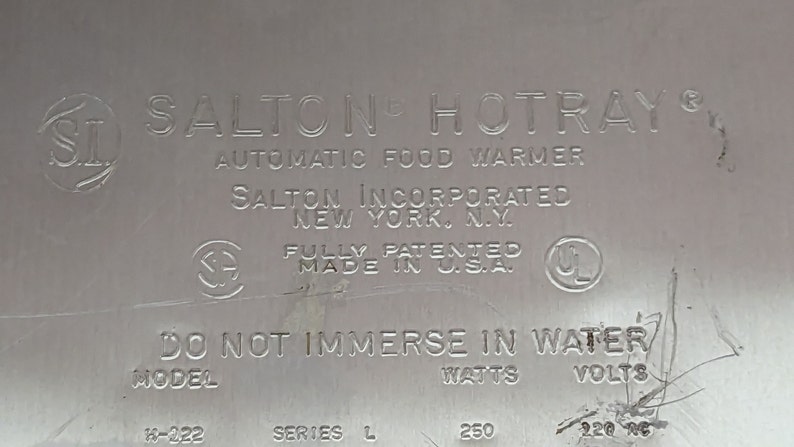 Salton Hotray Model H-122 