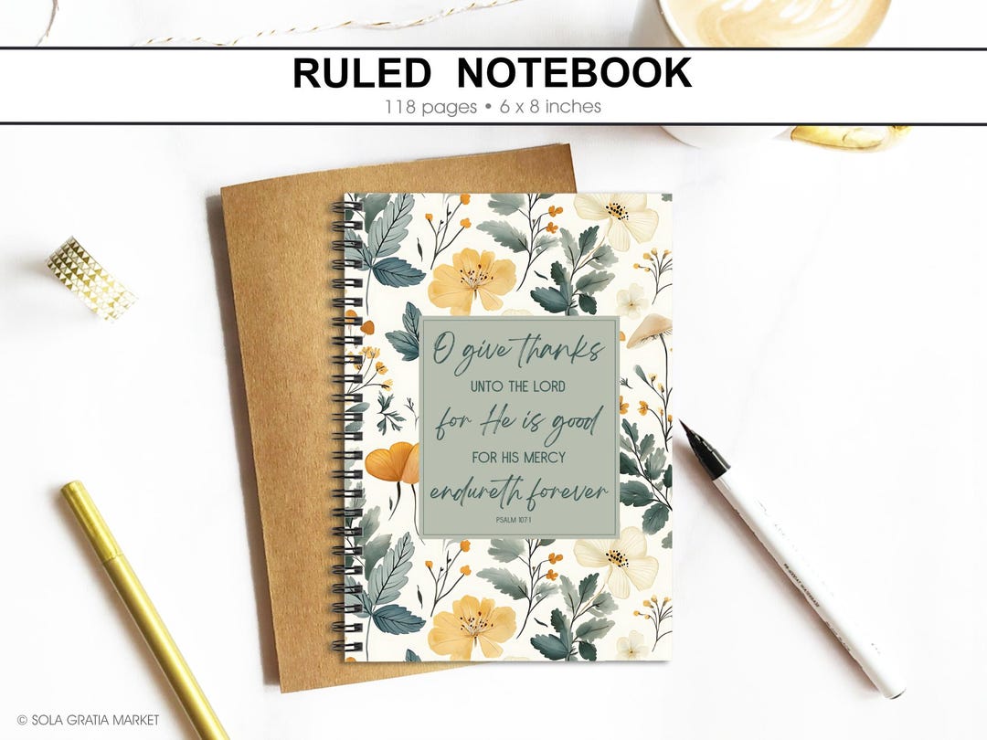 Floral Gratitude Journal With Scripture, O Give Thanks Unto the Lord ...