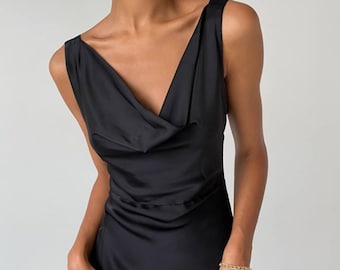 short black satin dress