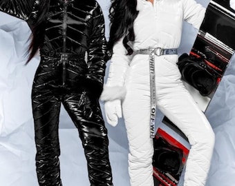 Women Ski Jumpsuit, Winter Jumpsuit for Women, Warm Overalls Womens, Snowboarding Suit women, Ski One-piece for Women, White Snowsuit