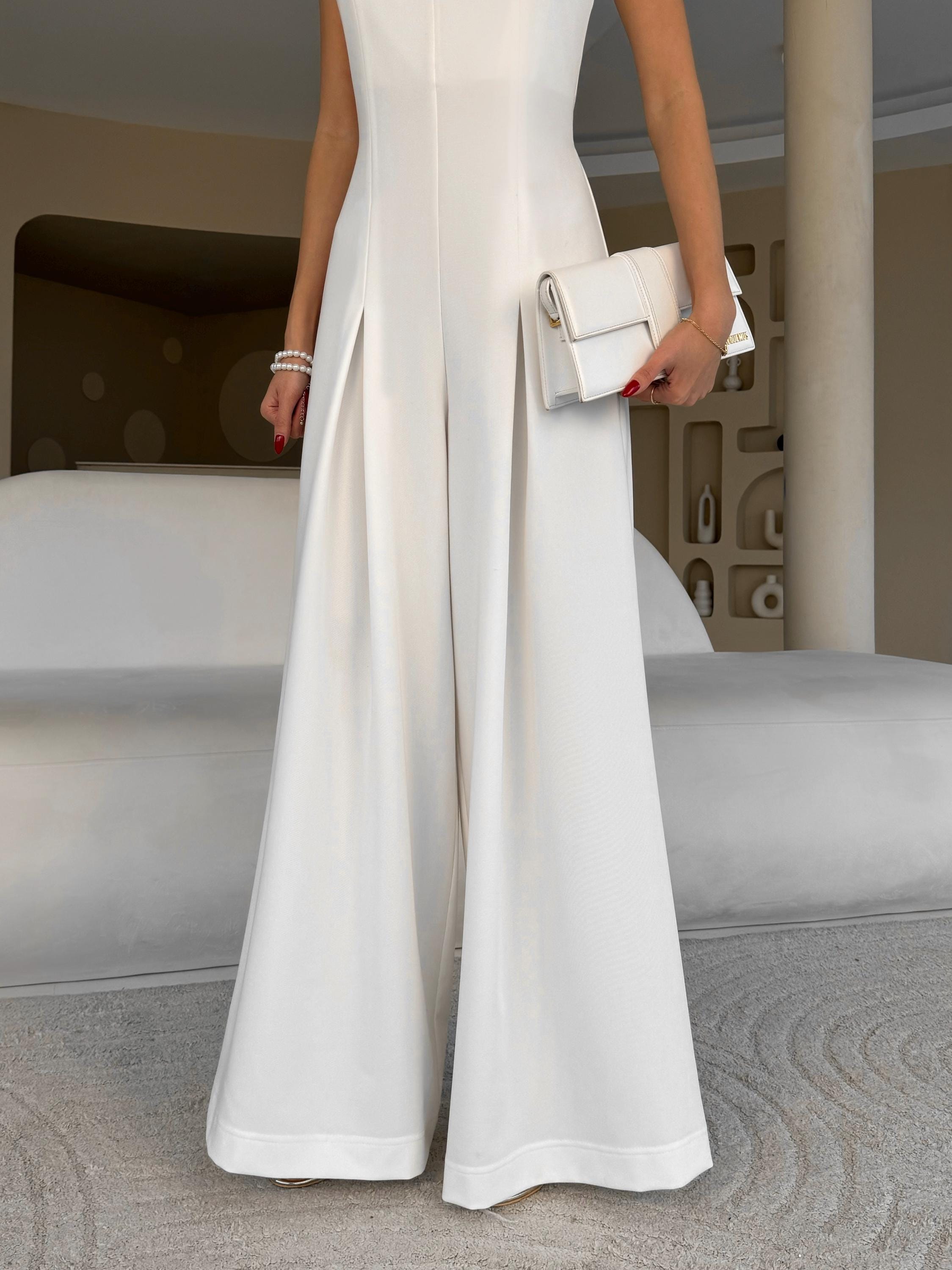 White Jumpsuit for Wedding, Bridal Jumpsuit, Formal Jumpsuit Sleeveless White Jumpsuit for Wedding, B
ridal Jumpsuit, Formal Jumpsuit Sleeveless
