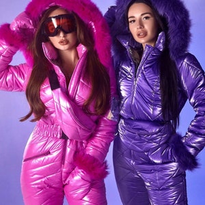 Pink Women Ski Jumpsuit, Hot Winter Jumpsuit for Women, Warm Overalls ...