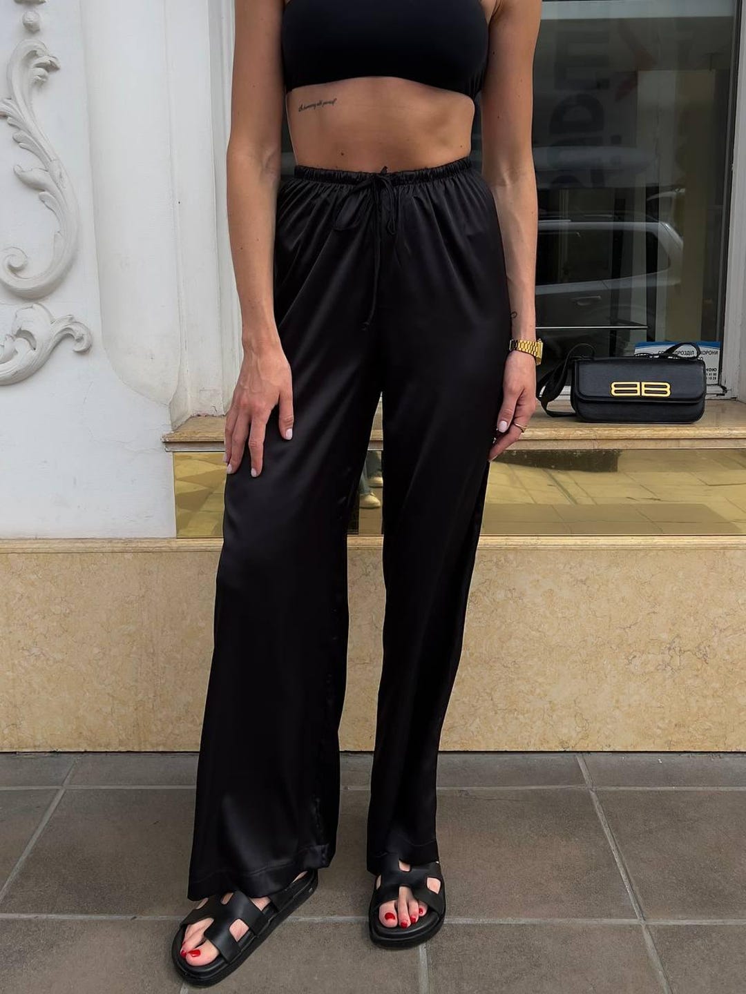 Black Silk Pants, Woman Silk Pants, Silk Trousers, High Waisted Silk Pants, Wide Leg Silk Pants, Satin Silk Woman Pants, Black Satin Pants