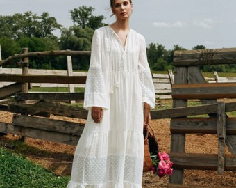 Maxi Boho Dress, Long Sleeve Wedding Dress Boho, Boho Wedding Dress With Sleeves, Plus Size Wedding Dress Boho, Lace Boho Dresses