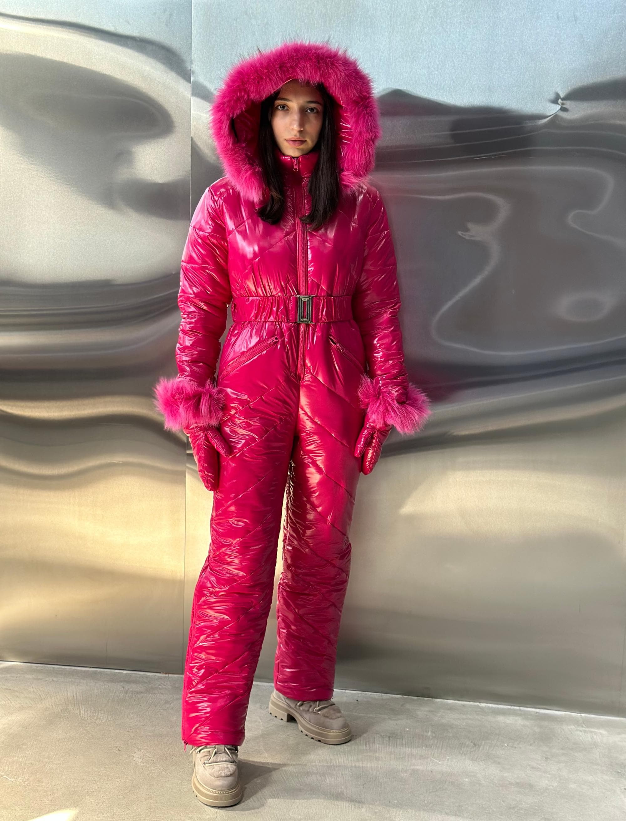 ホーシン　美品patagonia ジャンプスーツスキーウェア 3T ピンク JACKFROST13 ジャックフロスト13 スノボウェア スノーボード ウェア スキー