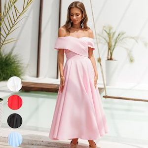 bridal dresses in tea pink colour Pearl Design Long Sleeve Tea Length Pink Wedding Dress