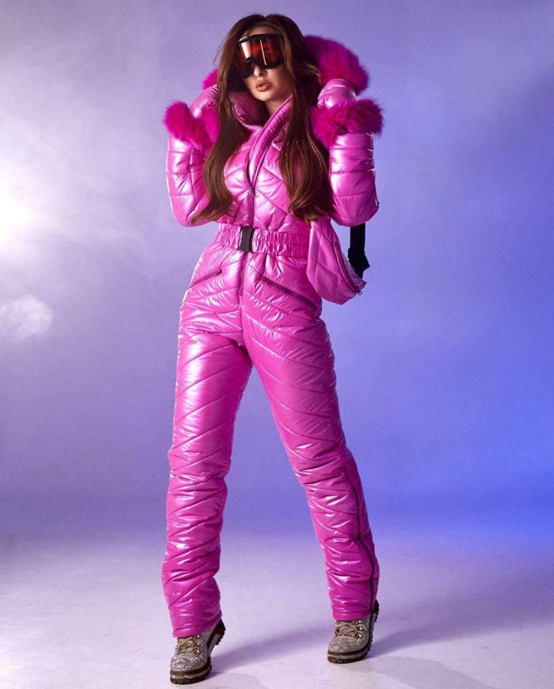 Pink Women Ski Jumpsuit, Hot Winter Jumpsuit for Women, Warm Overalls