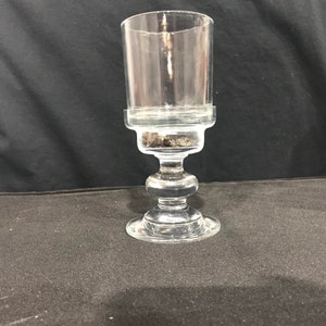 Glass chalice with blue lace agate and Smokey quarts chips (tumbled) and raw points.