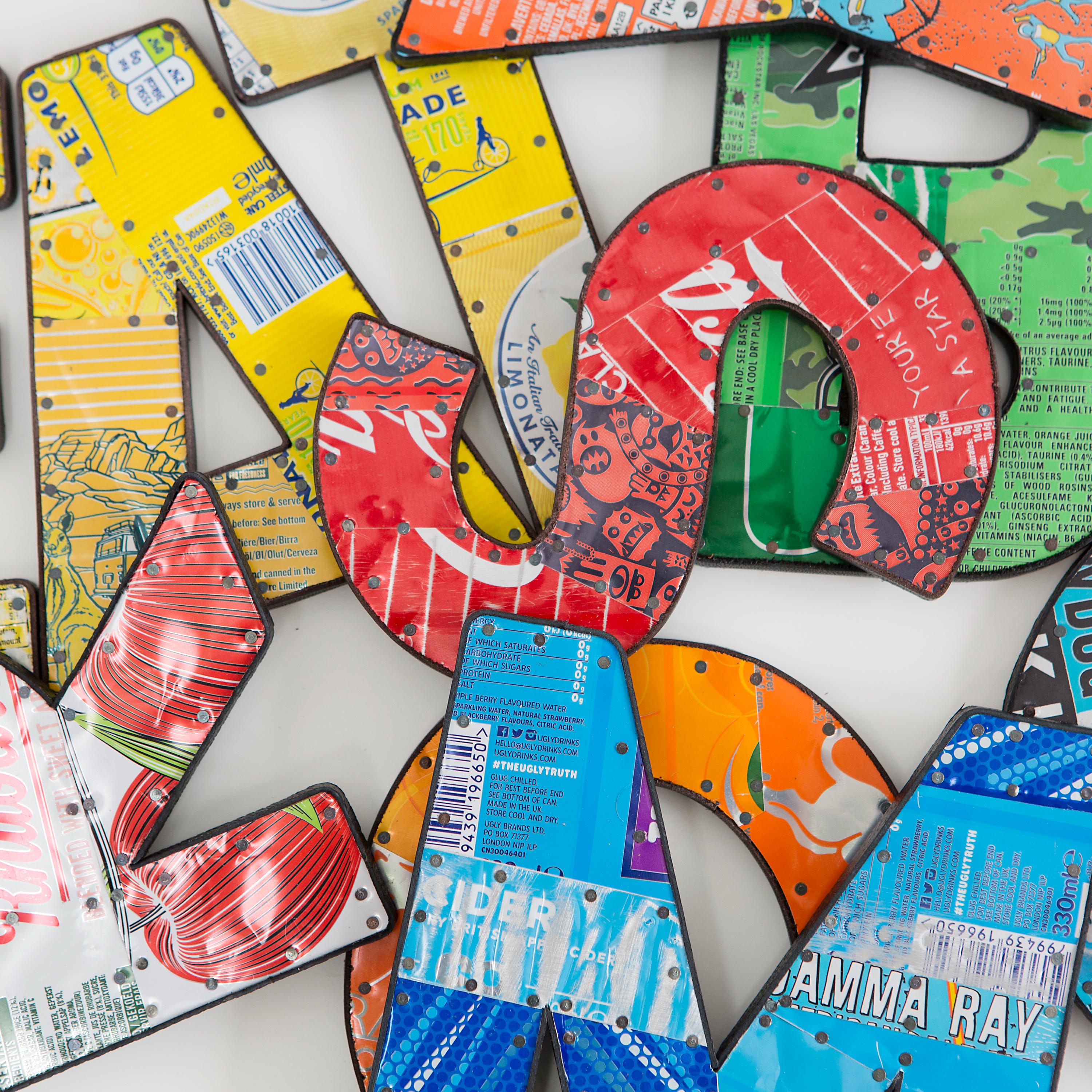 Yellow Can Red Lettering Up-cycled Soda Can Letters - Made for You - Etsy