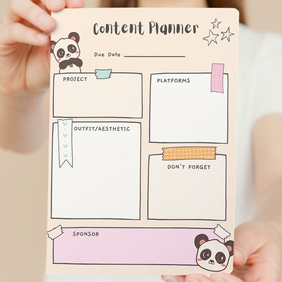 Content Project Plannner Instant Download Printable Project Etsy