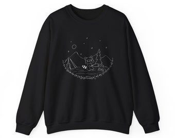 S&#39;more Camping - Unisex Crewneck - (camping, nature, raccoon, campfire, landscape, adventure, outdoorsy, tent, marshmallow, sweatshirt)