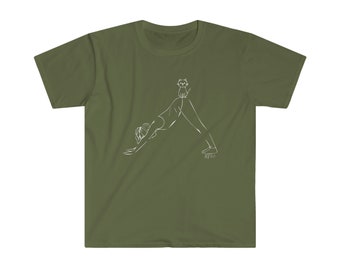 Yoga Buddy - Unisex Softstyle T-Shirt - (yoga, meditation, cat, kitten, downward dog, t-shirt)