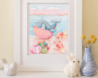 Printable Ocean Nursery Art - Colorful Nursery Artwork - Ocean Nursery Printable