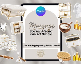 Lyxig guldfärgad massageterapeut clipart | LMT-mall för sociala medier | ClipArt för massagevarumärkesverktyg | InnehållsclipArt | Innehåll för skönhetsaffärer