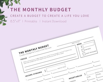 The Monthly Budget - Printable Minimalist Monthly Budget Template by Best Friend on a Budget