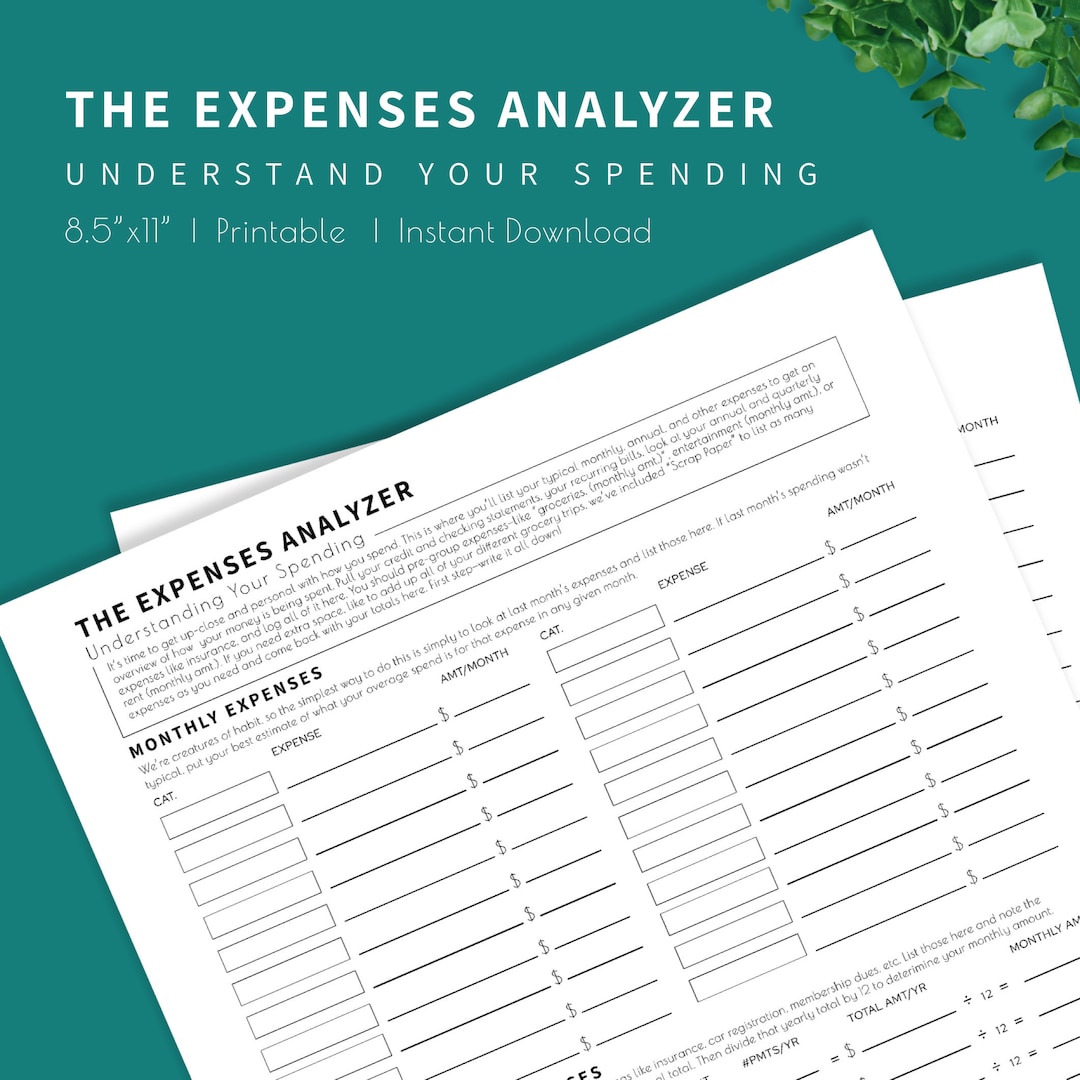 The Expenses Analyzer - Minimalist Printable Expense Tracker by Best ...
