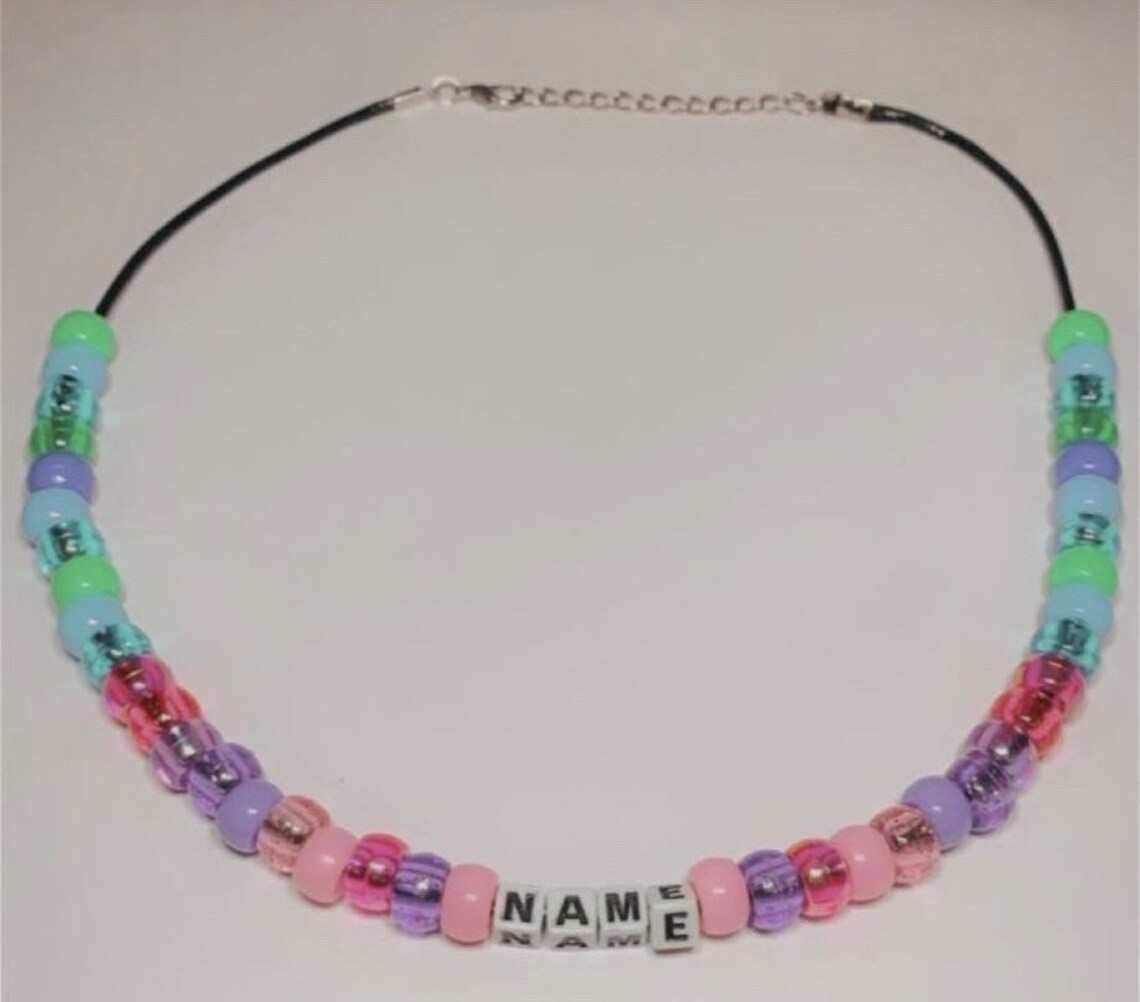 Personalised beaded name necklace Etsy