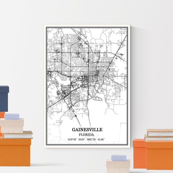 Gainesville Black and White Print Etsy