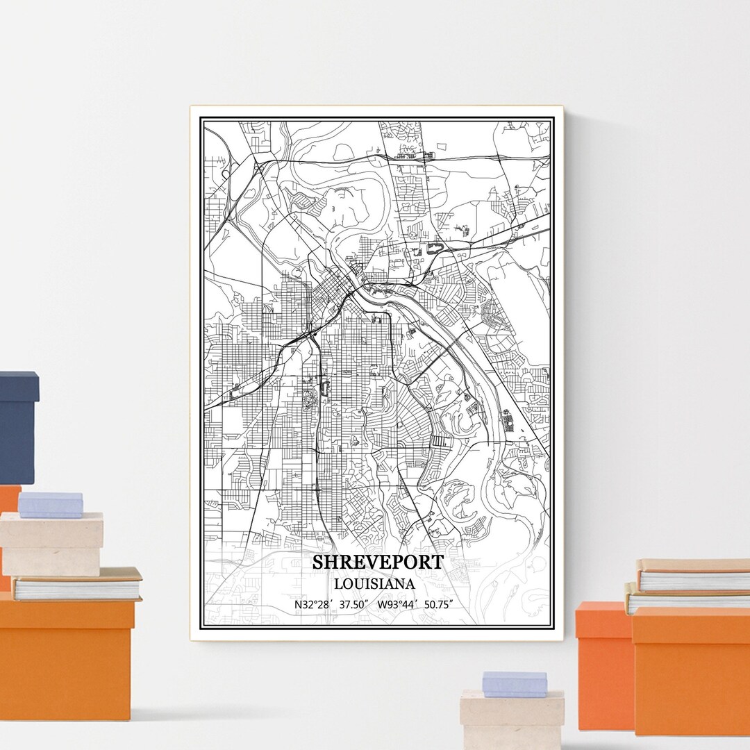 Shreveport Louisiana USA America Map Print Wall Art Canvas - Etsy