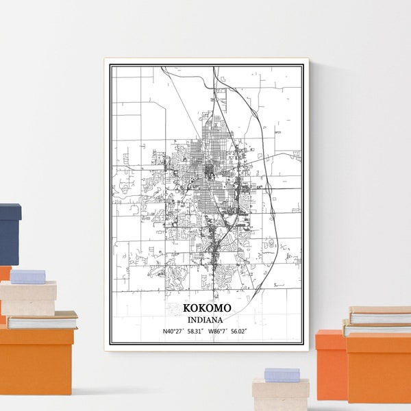 Kokomo City Map Art Etsy