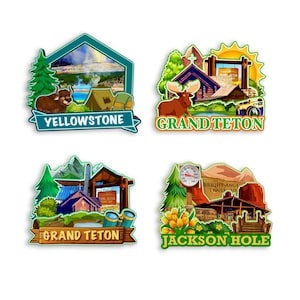 Yellowstone Grand Teton Jackson Hole Wyoming USA Fridge Magnet City Trvavel Souvenirs Handmade Wood Decorative Refrigerator Magnets Gifts