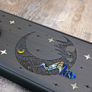 Night Sky Design Wood Phone Case -Protective Cover, Handcrafted Engraving, For iPhone 15/14/13/12, Samsung Galaxy S24/S23, Google Pixel- Personalized Gift from Nature-Logo, name, photo, phrase,image customizable
