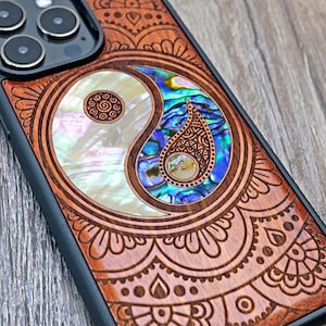 Symbol For Balance, Yin And Yang Art, Wood Phone Case, iPhone 15 14 13 12 Mini Pro Max, Samsung Case, Pixel 88Pro case, Customised Design image 1