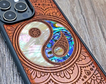 Symbol For Balance, Yin And Yang Art,  Wood Phone Case, iPhone 15 14 13 12 Mini Pro Max, Samsung Case, Pixel 8、8Pro case, Customised Design