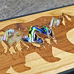 Mountain Bear Wood iPhone Case: Abalone & Pearl Inlays
