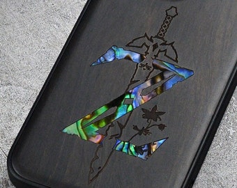 Zelda Wood Phone Case: Abalone Inlay, MagSafe Compatible