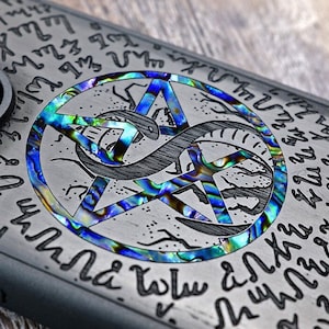 Witchcraft Symbol Wood iPhone Case: Abalone Pearl Inlays