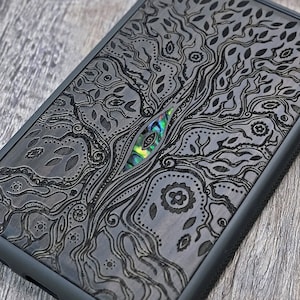 Wood Tree of Life Phone Case: Abalone Eye Inlay