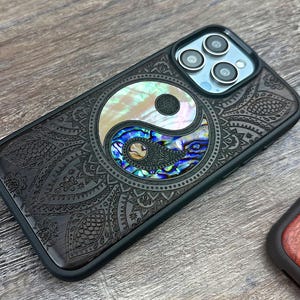Yin Yang Wood iPhone Case: Abalone & Mother of Pearl Inlays
