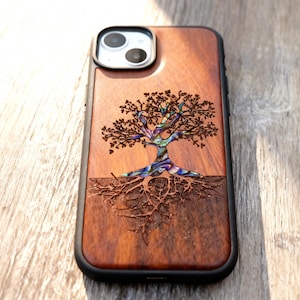 Tree of Life Wood Phone Case - Spiritual Zen Balance Taoist Protective ...