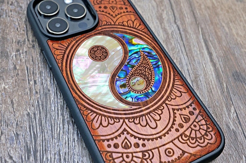 Symbol For Balance, Yin And Yang Art, Wood Phone Case, iPhone 15 14 13 12 Mini Pro Max, Samsung Case, Pixel 88Pro case, Customised Design image 1