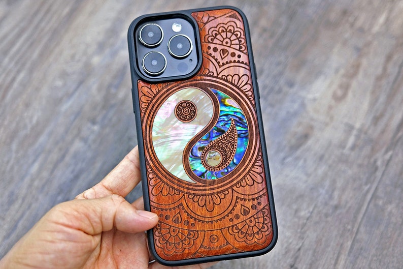 Symbol For Balance, Yin And Yang Art, Wood Phone Case, iPhone 15 14 13 12 Mini Pro Max, Samsung Case, Pixel 88Pro case, Customised Design image 3