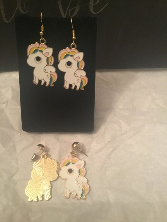 Unicorn alloy metal earrings Cute for girl are a … - image 1