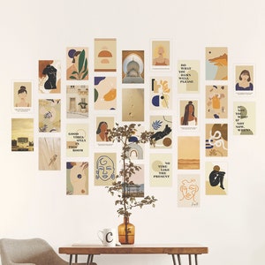 Kit collage photo | 50 Cartes postales 4'' x 6'' | Thème bleu et beige